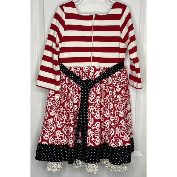 Counting Daisies Mixed Print Holiday Dress Size 6X - Picture 4 of 10